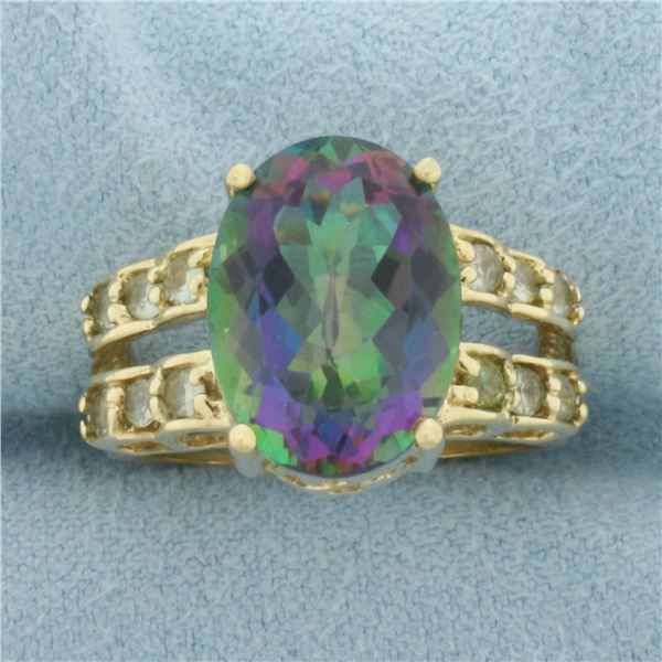 Mystic Topaz and Green Topaz Ring in 10K Yellow Gold