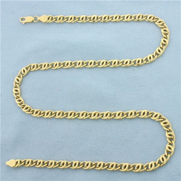 20 Inch Anchor Mariner Link Chain Necklace in 18k Yellow Gold