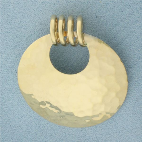 Hammered Finish Disk Coil Pendant in 14k Yellow Gold