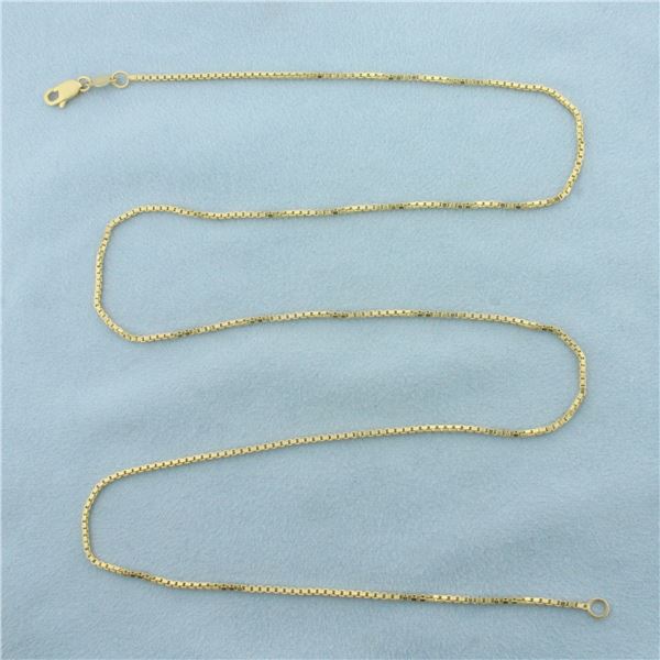25 Inch Italian Box Link Chain Necklace in 14k Yellow Gold