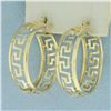 Image 1 : Greek Key Hoop Earrings in 14K Yellow Gold