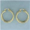 Image 2 : Greek Key Hoop Earrings in 14K Yellow Gold