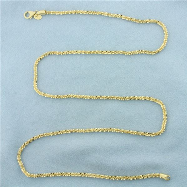 24 Inch Italian Sparkle Tinsel Chain Necklace in 14K Yellow Gold