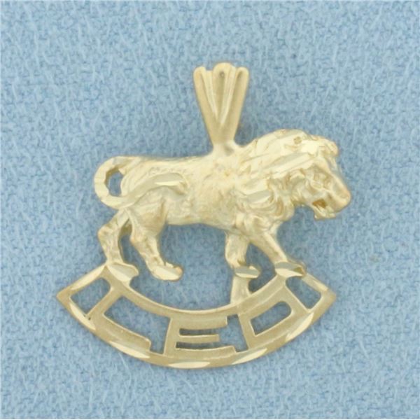 Leo Lion Zodiac Pendant in 14k Yellow Gold