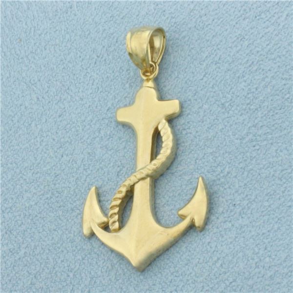 Anchor and Rope Mariner Pendant in 10k Yellow Gold