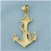 Image 2 : Anchor and Rope Mariner Pendant in 10k Yellow Gold