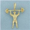 Image 2 : Weightlifter Pendant in 14k Yellow Gold
