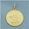 Image 1 : Cherub Angel Medallion Charm in 14k Yellow Gold