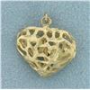 Image 2 : 3D Filigree Heart Charm or Pendant in 10k Yellow Gold