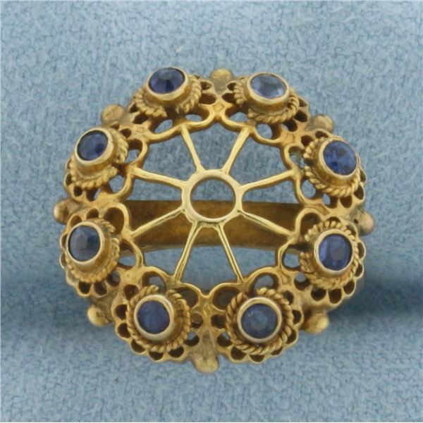 Antique Sapphire Ring in 14K Yellow Gold