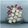 Image 1 : Ruby and Diamond Cocktail Ring in 14k White Gold