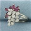 Image 2 : Ruby and Diamond Cocktail Ring in 14k White Gold