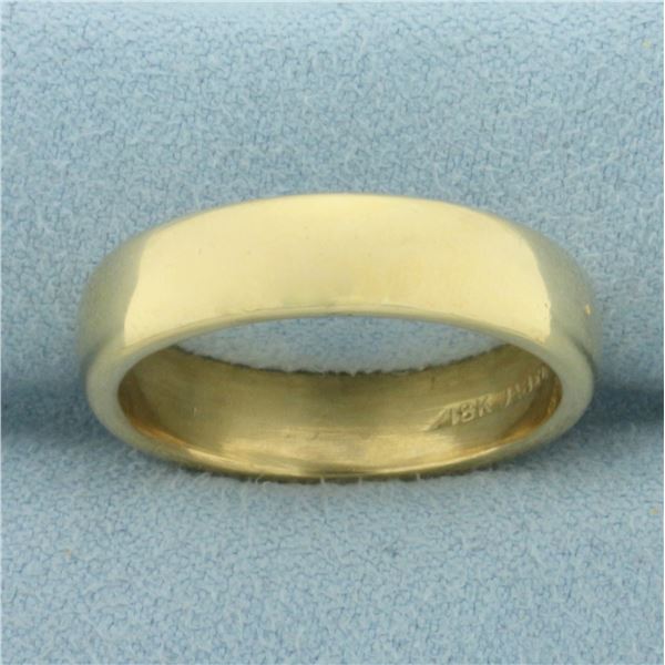 Mens Heavy High Polish Wedding Band Ring in 18K Yellow Gold