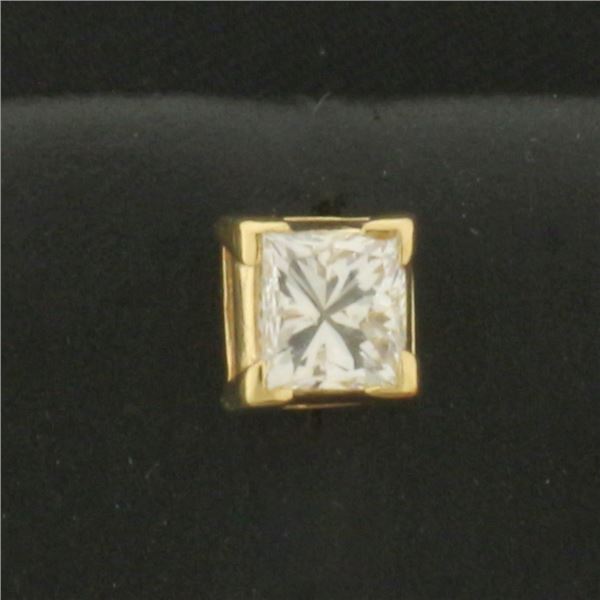 Princess  Diamond Single Stud Earring in 14k Yellow Gold