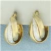 Image 1 : Two Tone Hoop Earrings in 14k Yellow and White Gold