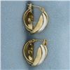 Image 2 : Two Tone Hoop Earrings in 14k Yellow and White Gold