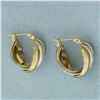 Image 3 : Two Tone Hoop Earrings in 14k Yellow and White Gold