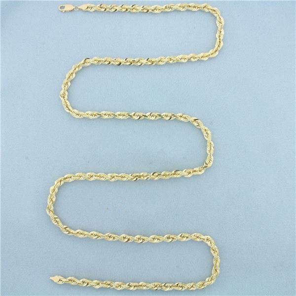 30 Inch Rope Link Chain Necklace in 10k Yellow Gold