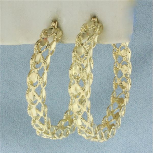 Diamond Cut Hoop Earrings in 10k Yellow Gold