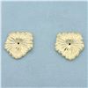 Image 2 : Leaf Stud Earring Jacket Enhancers in 14k Yellow Gold