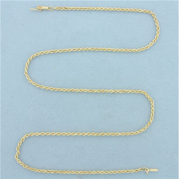 20 Inch Rope Link Chain Necklace in 14k Yellow Gold