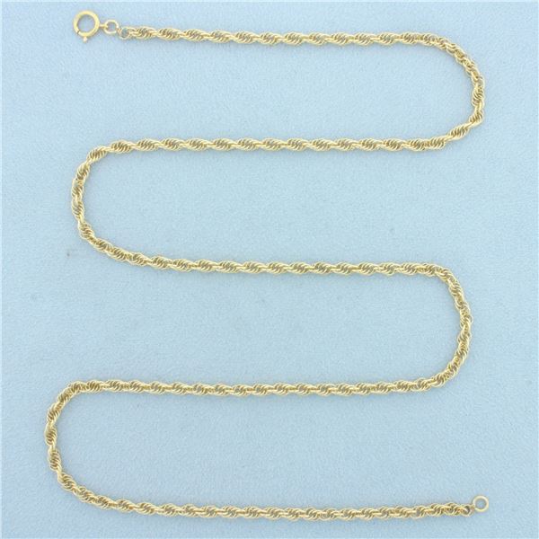 24 Inch Twisting Rope Link Chain Necklace in 14k Yellow Gold