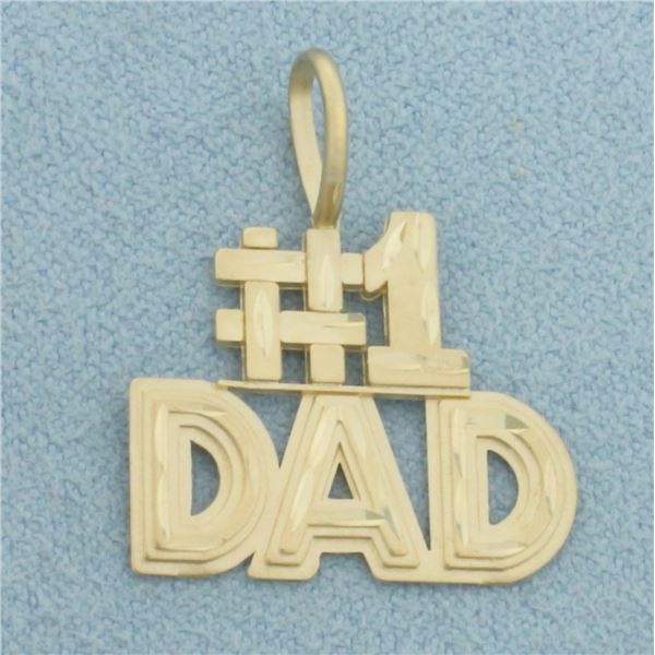 Number One #1 Dad Pendant in 14k Yellow Gold