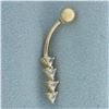 Image 2 : CZ Belly Ring in 14k Yellow Gold