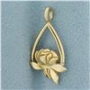 Image 1 : Rose Flower Pendant in 14k Yellow Gold