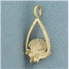 Image 2 : Rose Flower Pendant in 14k Yellow Gold