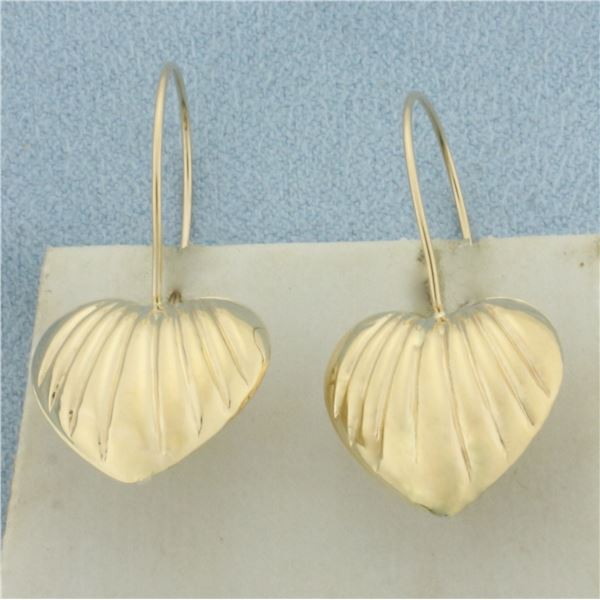 Heart Drop Earrings in 14k Yellow Gold