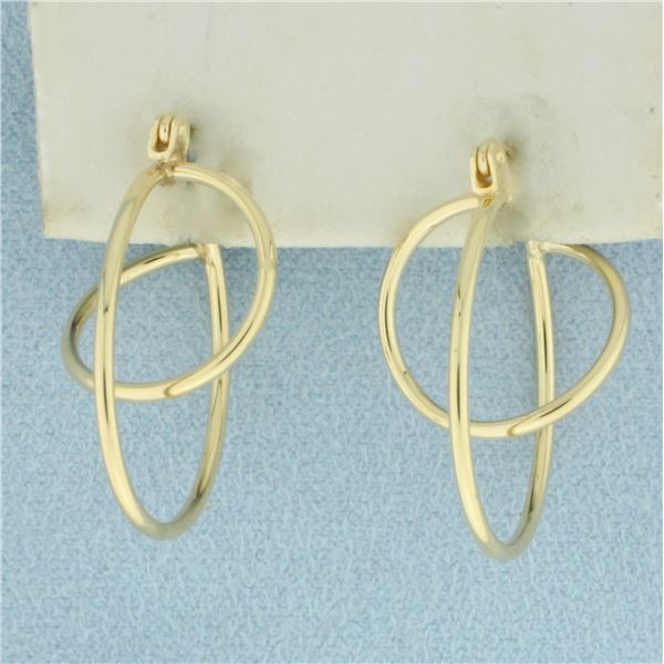 3D Double Hoop Earrings in 14k Yellow Gold