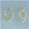 Image 2 : 3D Double Hoop Earrings in 14k Yellow Gold