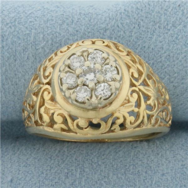 Diamond Filigree Ring in 14k Yellow Gold