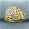 Image 2 : Diamond Filigree Ring in 14k Yellow Gold