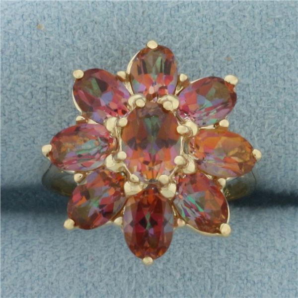 Mystic Topaz Flower Ring in 10K Yellow Gold