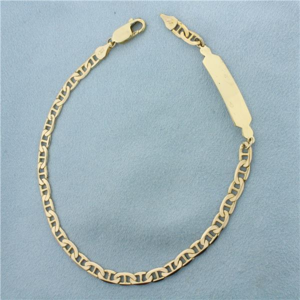 Italian Engravable Mariner Anchor Link ID Anklet in 14k Yellow Gold