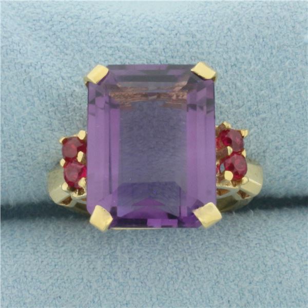 Amethyst and Ruby Statement Ring in 14k Yellow Gold