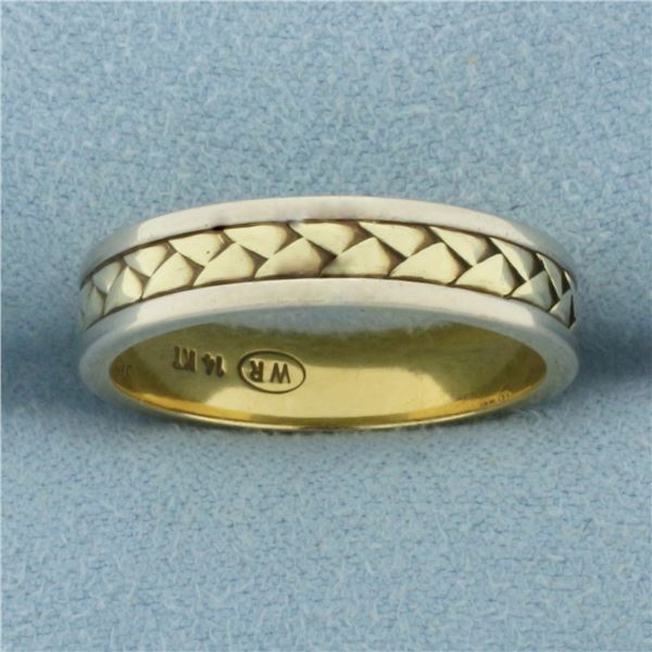 Geometric Two-Tone Band Ring in 14k Yellow and White Gold