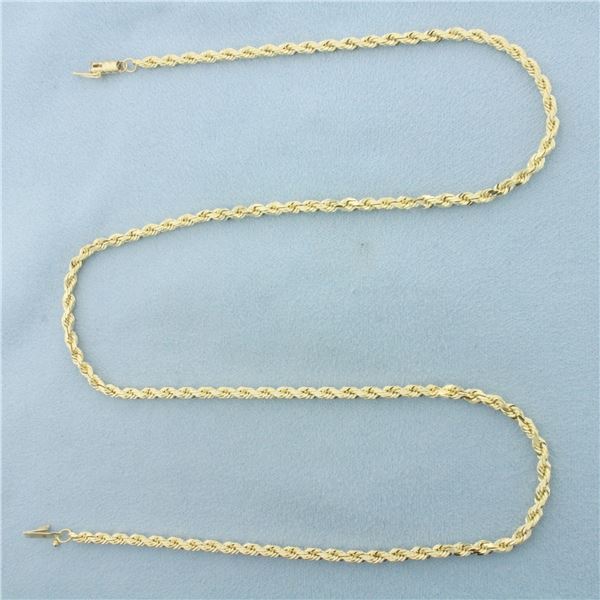 20 Inch Rope Link Chain Necklace in 14k Yellow Gold
