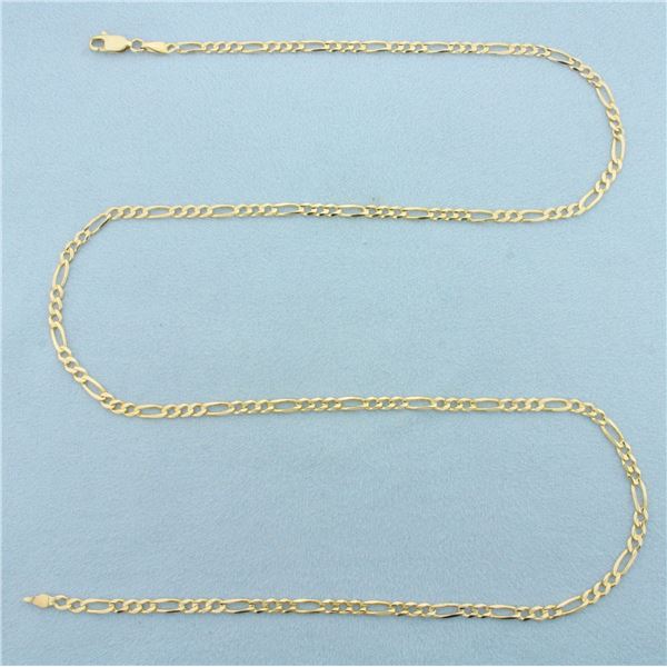 22 Inch Figaro Link Chain Necklace in 14k Yellow Gold