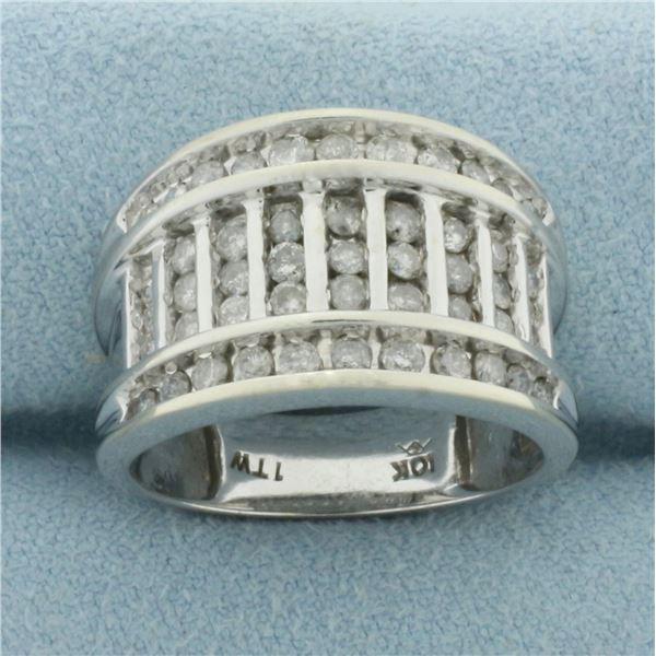 Bar Set Diamond Ring in 10k White Gold