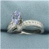 Image 2 : Tanzanite and Diamond Ring in 14k White Gold