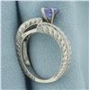 Image 3 : Tanzanite and Diamond Ring in 14k White Gold