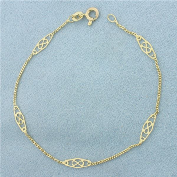 Infinity Station Link Bracelet in 14k Yellow Gold