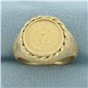 Image 1 : Mexican Dos Pesos Gold Coin Ring in 14k Yellow Gold