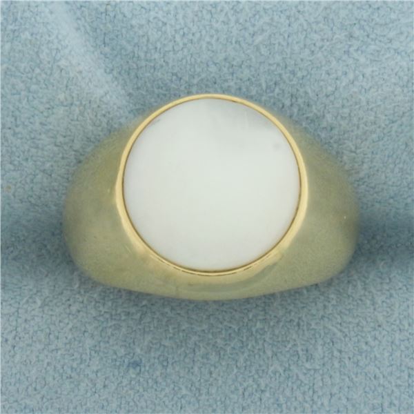 Designer Artlinea Italian Mother of Pearl Ring in 18k Yellow Gold