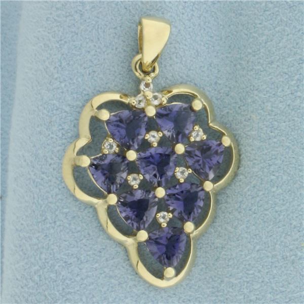 Tanzanite and Diamond Grape Cluster Pendant in 10k Yellow Gold