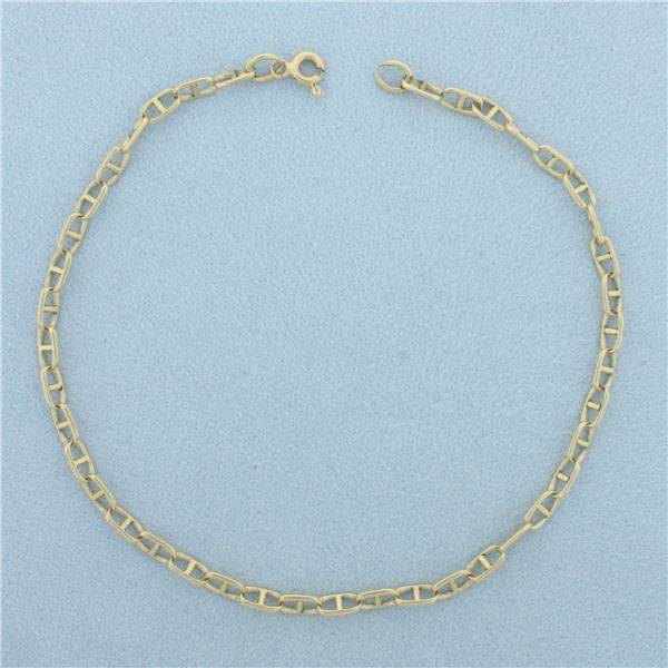 Anchor Mariner Anklet in 14k Yellow Gold