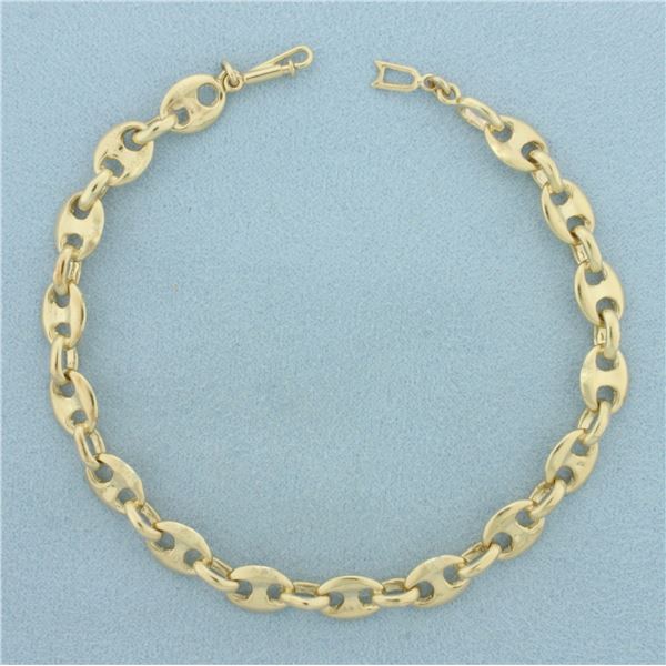 Puffy Anchor Mariner Link Bracelet in 14k Yellow Gold